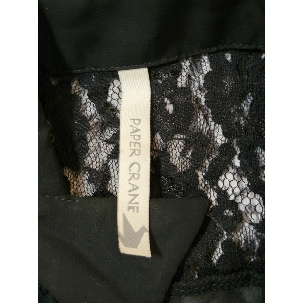 Paper Crane Black Sleeveless Lace Shoulder Collared Shirt Women M - Picture 6 of 6